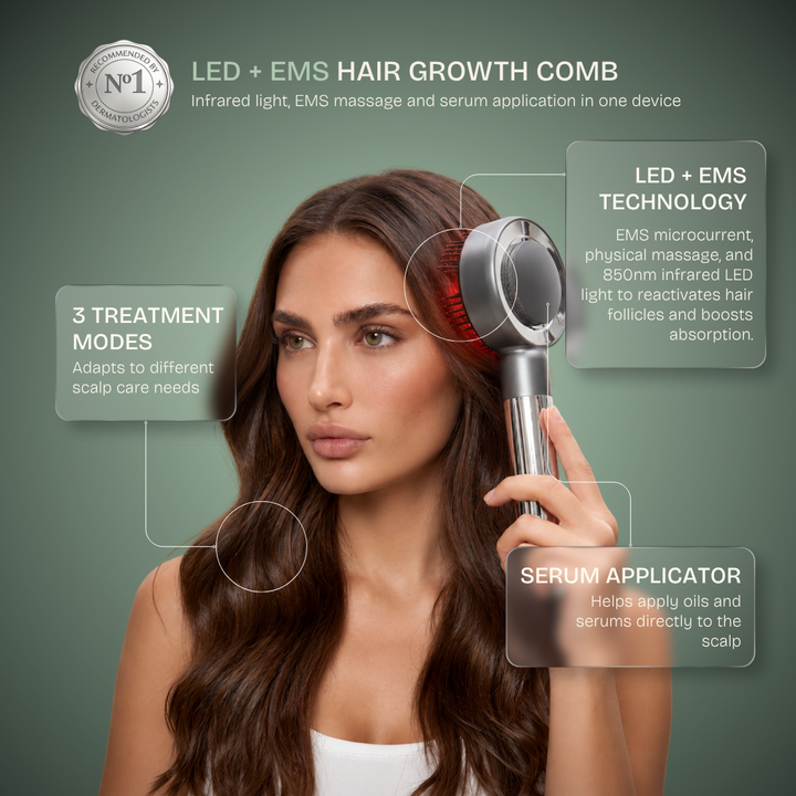 Hair Growth LED Comb — 850nm Infrared + EMS Microcurrent