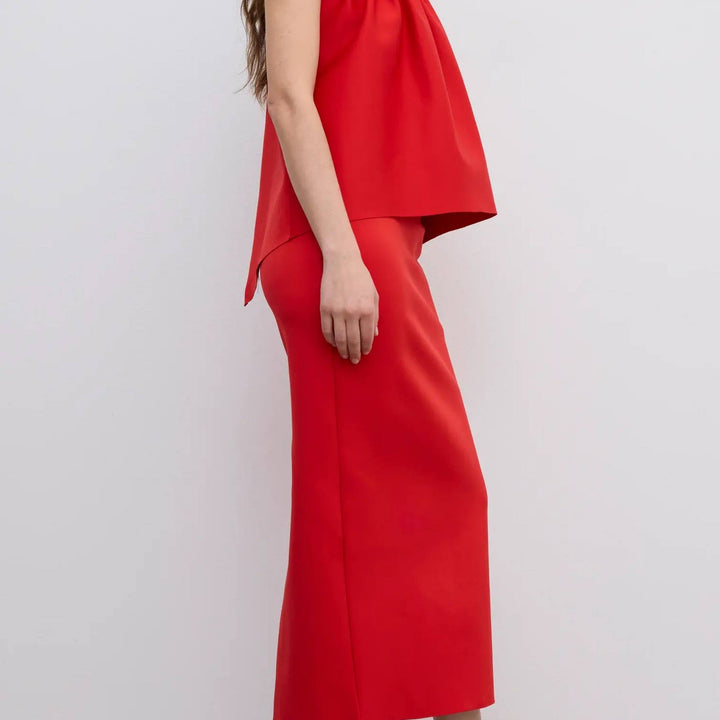 Rouched Tube Dress in Red