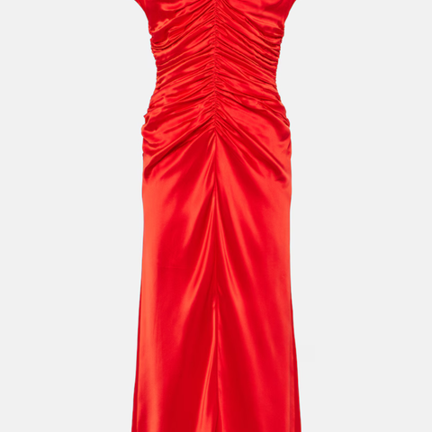 Red Aubree Satin Rouched Dress