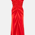 Red Aubree Satin Rouched Dress