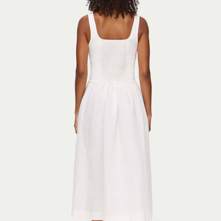 Rosia White Drop Waist Linen Dress