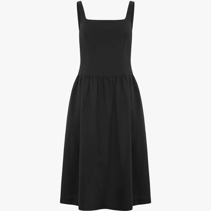Rosia black Drop Waist Linen Dress
