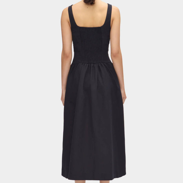 Rosia black Drop Waist Linen Dress