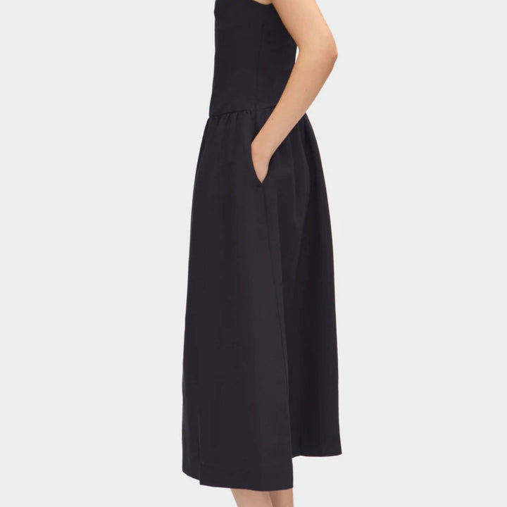 Rosia black Drop Waist Linen Dress
