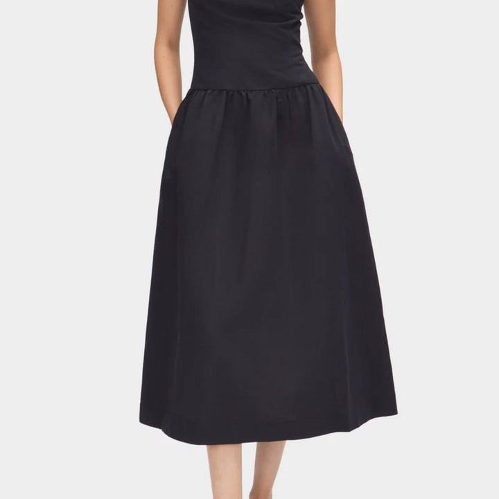 Rosia black Drop Waist Linen Dress