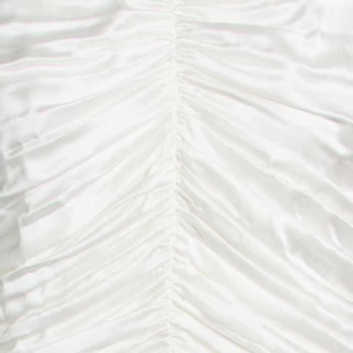 White Aubree Satin Rouched Dress