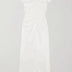 White Aubree Satin Rouched Dress
