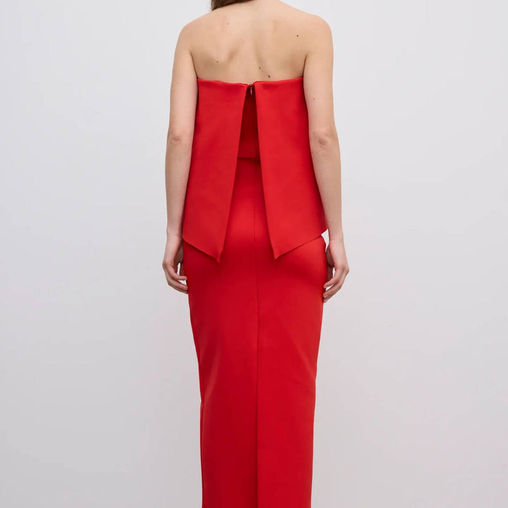 Rouched Tube Dress in Red