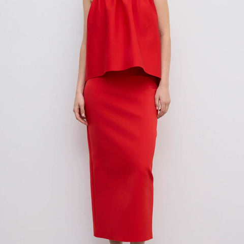 Rouched Tube Dress in Red