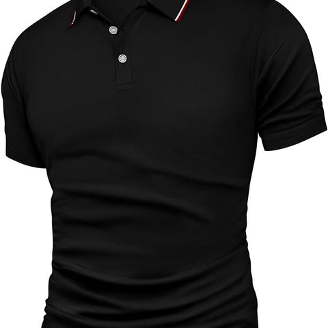 Polo Shirt Men Short Sleeve Black Shirt