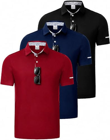 3 Pack Men's Quick Dry Polo Shirts