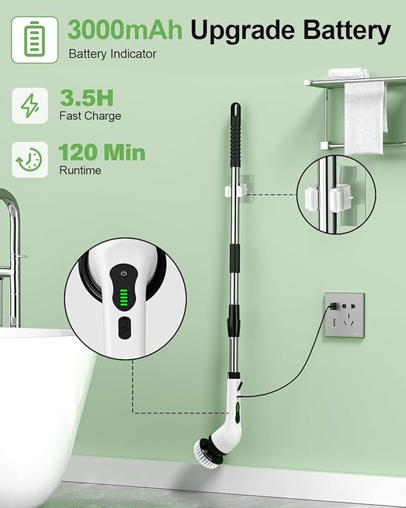 Electric Spin Scrubber, 9 Brush Heads, 2-Speed Motor