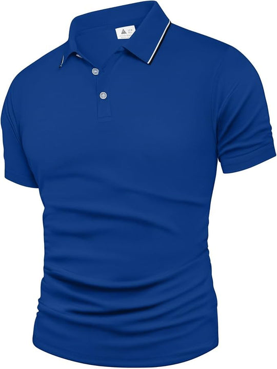 Polo Shirt Men Short Sleeve Golf Blue Shirt