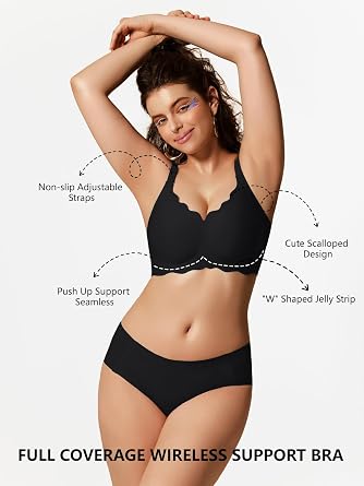 Women's Jelly Bra – Wireless Scalloped Push Up Bra