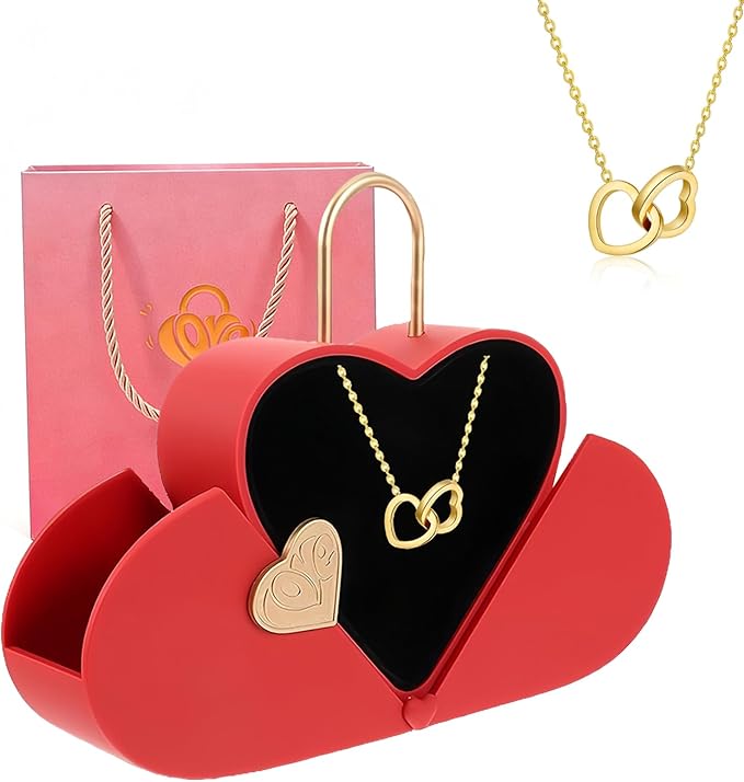 Heart-Shaped Jewelry Gift Box with Necklace