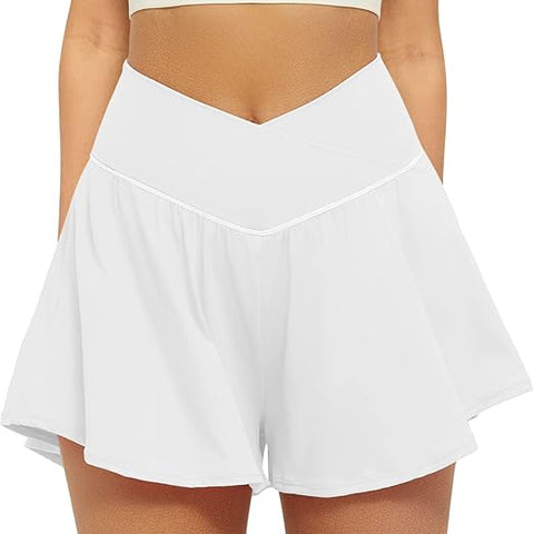 2-in-1 Flowy Running Shorts for Women | Crossover Athletic Shorts
