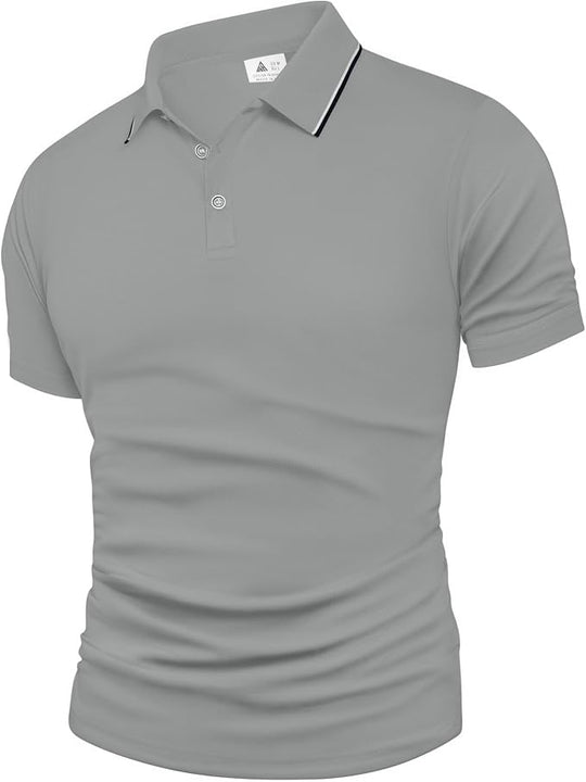 Polo Shirt Men Short Sleeve Gray Shirt