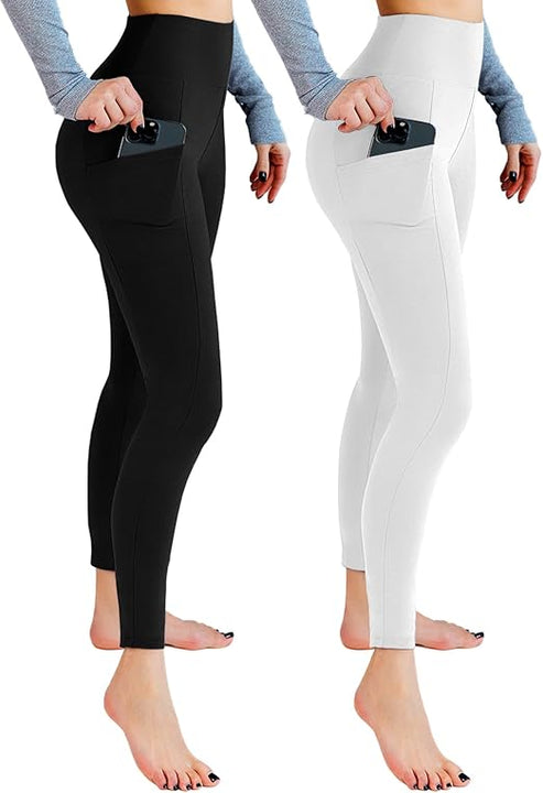 2 Pack Leggings with Pockets for Women