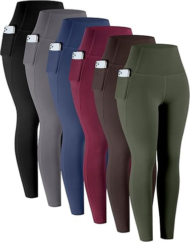 Leggings with Pockets for Women, 6 Packs