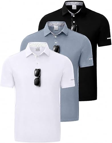 3 Pack Men's Quick Dry Polo Shirts