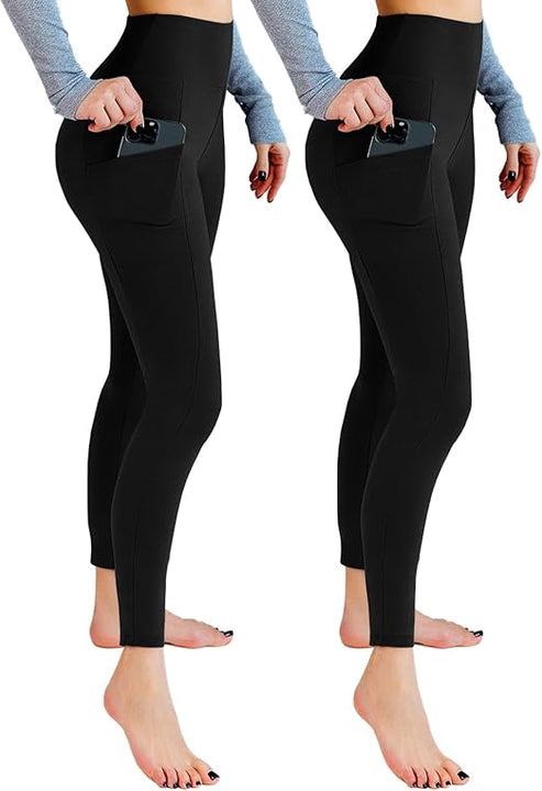 2 Pack Leggings with Pockets for Women