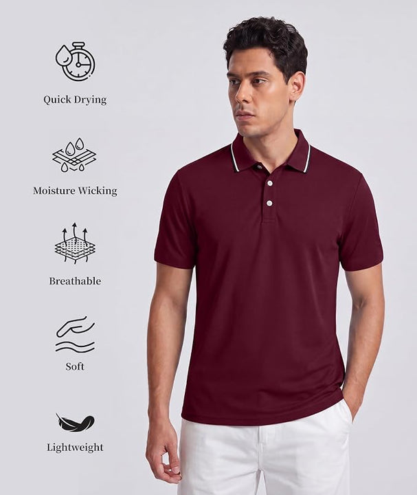 Polo Shirt Men Short Sleeve Breathable Red Shirt