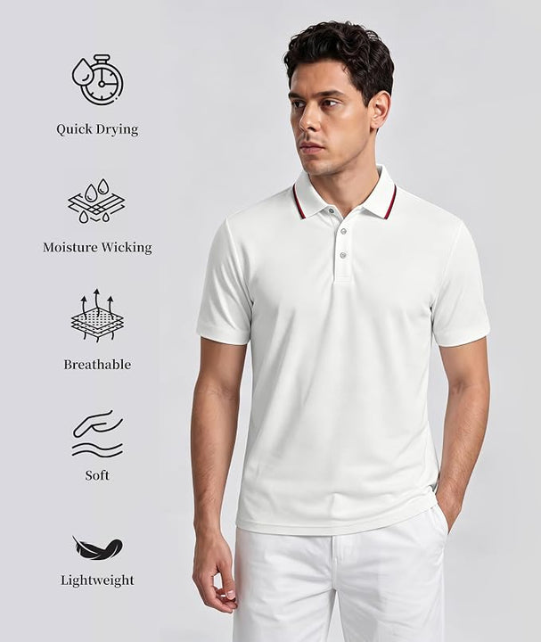 Polo Shirt Men Short Sleeve Breathable White Shirt
