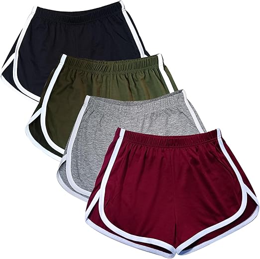 4 Pack Women's Cotton Yoga Dance Short