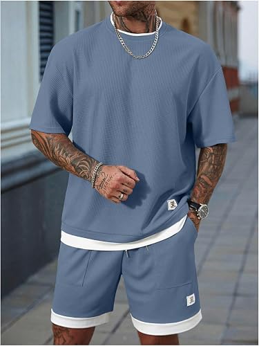 Men’s 2-Piece Waffle Knit Shorts Set