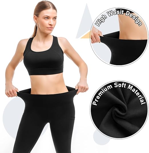 2 Pack Leggings with Pockets for Women