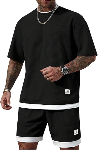 Men’s 2-Piece Waffle Knit Shorts Set
