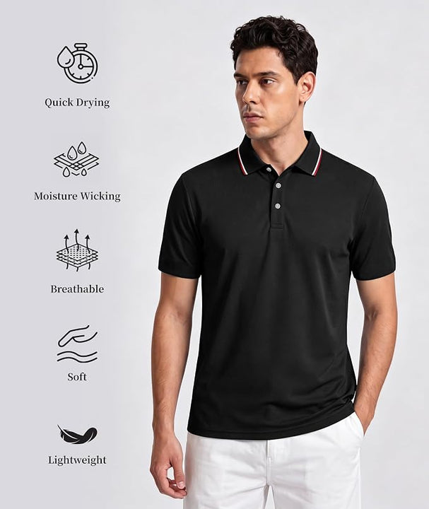 Polo Shirt Men Short Sleeve Black Shirt