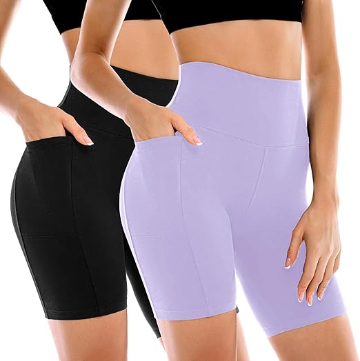 Women's Biker Shorts with Pockets 2 Pack