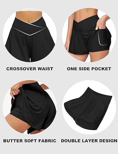 2-in-1 Flowy Running Shorts for Women | Crossover Athletic Shorts