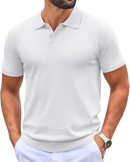 Men's Knit Polo Shirt – Casual Short Sleeve Button