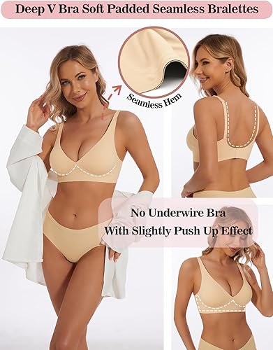 Women's Deep V Wireless Push Up Bra