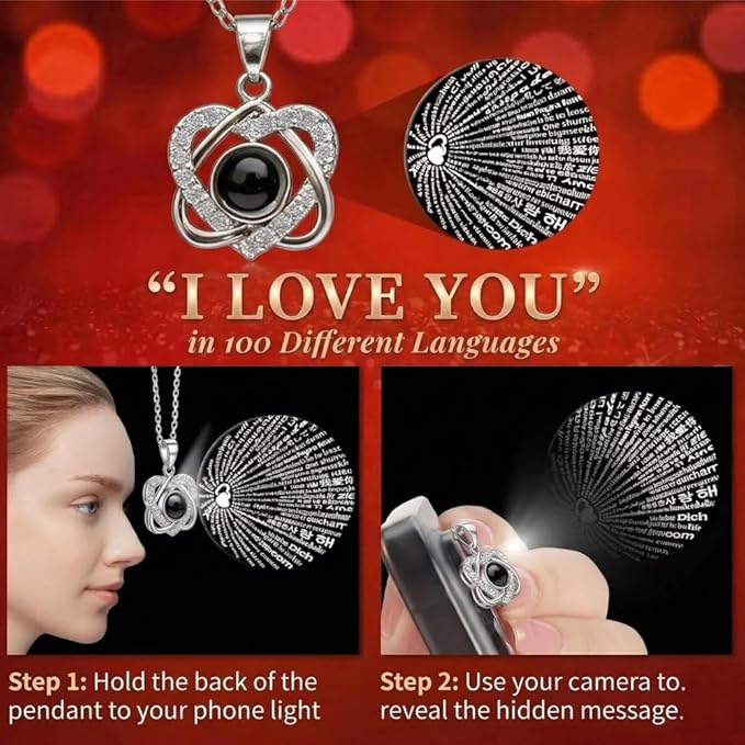 Preserved Real Rose with I Love You Necklace – Romantic Gift