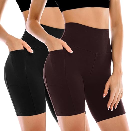 Women's Biker Shorts with Pockets 2 Pack