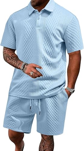 Men’s 2-Piece Casual Polo Shirt & Shorts Set