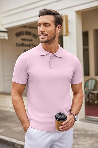 Men's Knit Polo Shirt – Casual Short Sleeve Button