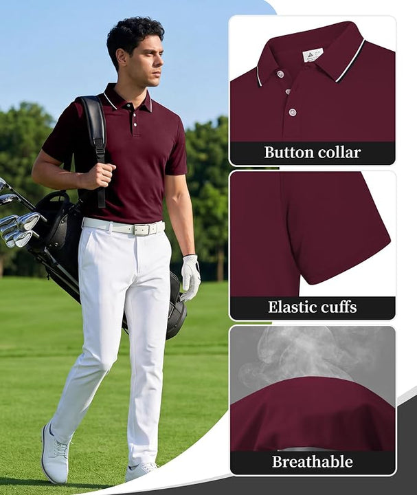 Polo Shirt Men Short Sleeve Breathable Red Shirt