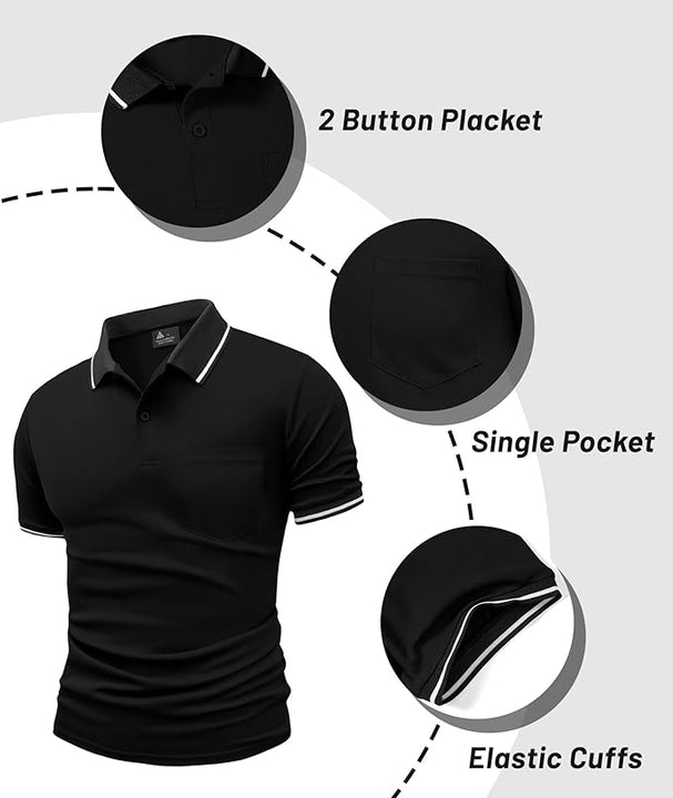5 Pack Polo Shirts for Men – Short Sleeve Golf Shirts