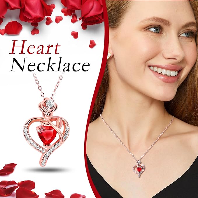 Eternal Rose with Heart Necklace – Romantic Flower