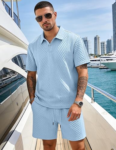 Men’s 2-Piece Casual Polo Shirt & Shorts Set