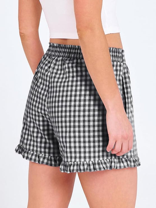 Women’s Boxer Shorts | Plaid Elastic Waist Casual Shorts