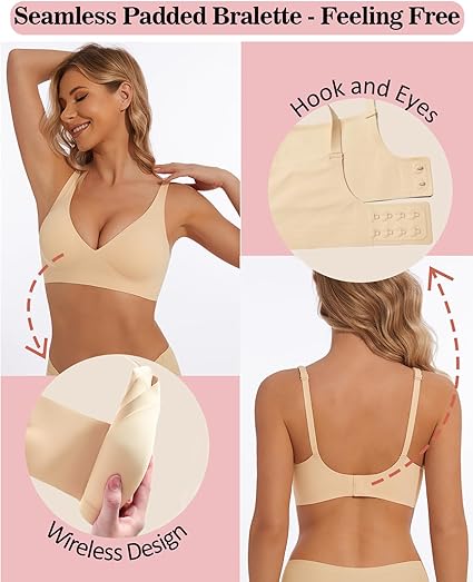 Women's Deep V Wireless Push Up Bra