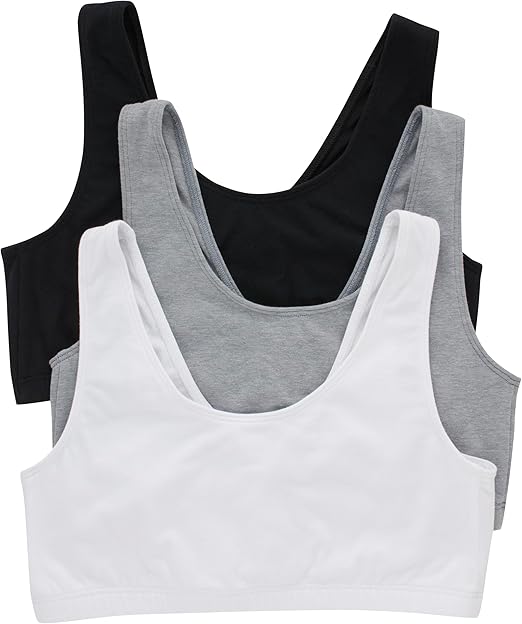 Cotton Scoopneck Bralette 3-Pack for Women