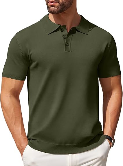 Men's Knit Polo Shirt – Casual Short Sleeve Button