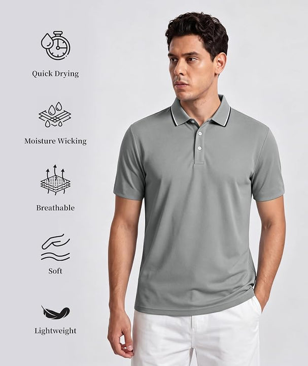 Polo Shirt Men Short Sleeve Gray Shirt