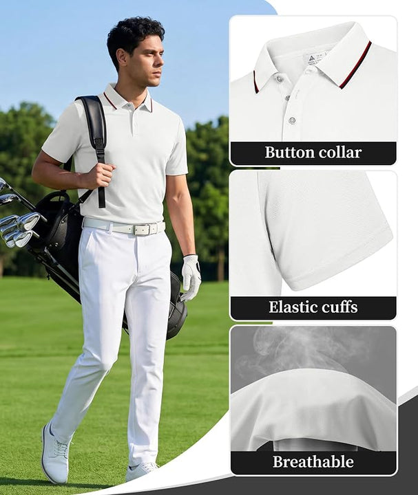 Polo Shirt Men Short Sleeve Breathable White Shirt